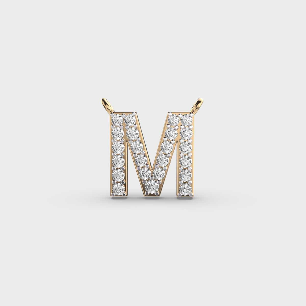 Marvellous Initial 'M' Diamond Pendant without Chain