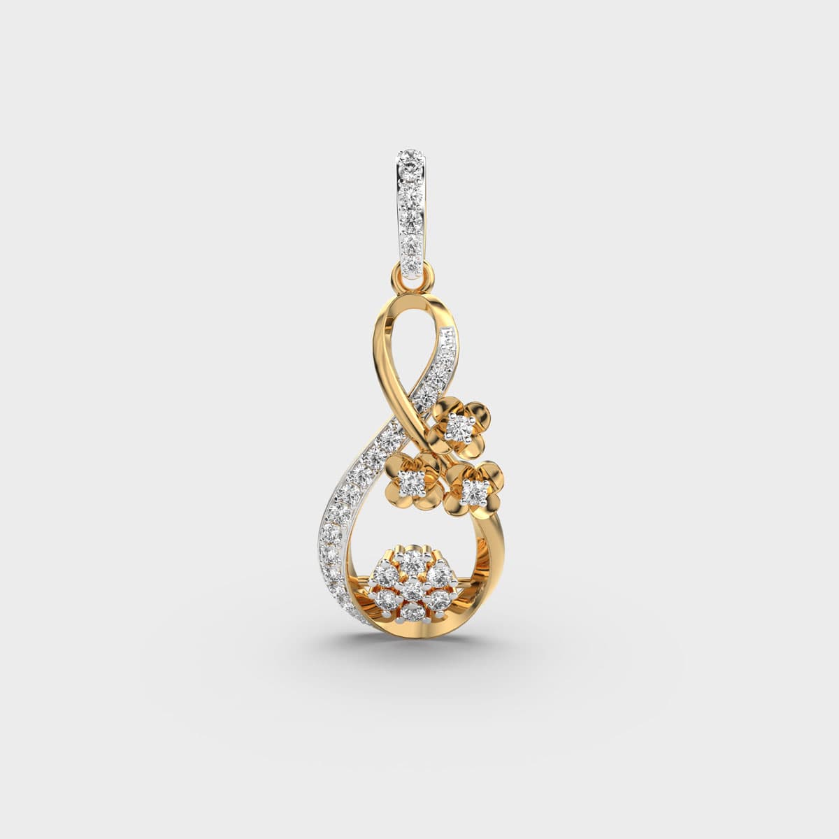 Floral Eight Loop Diamond Pendant Without Chain