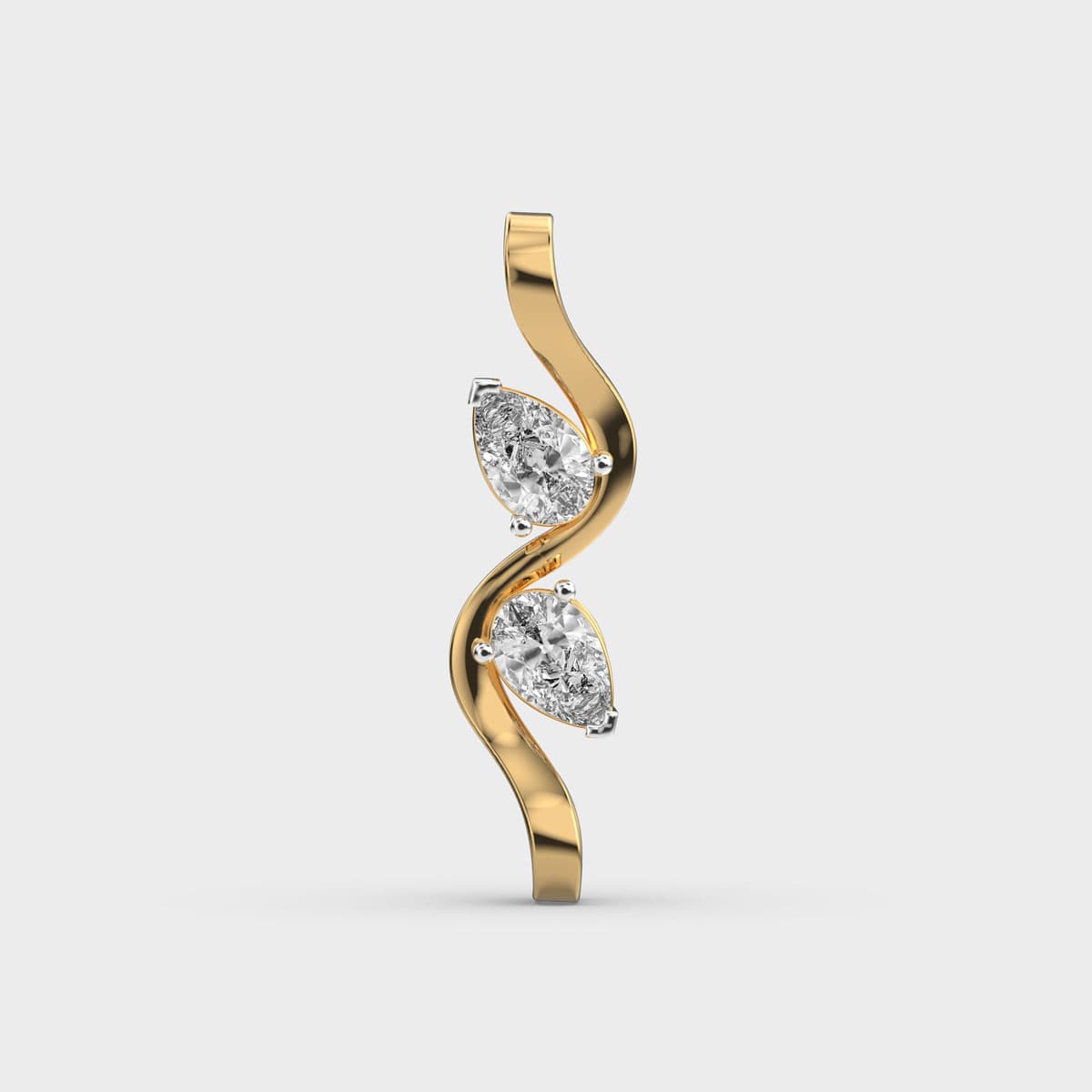 Pear On Wave Diamond Pendant (Without Chain)