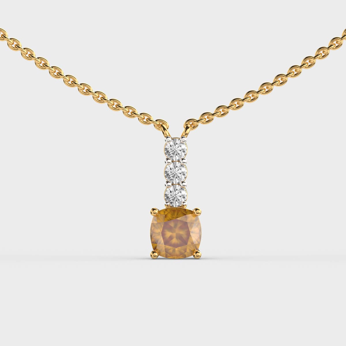 Cosmic Yellow Stone Diamond Pendant With Chain