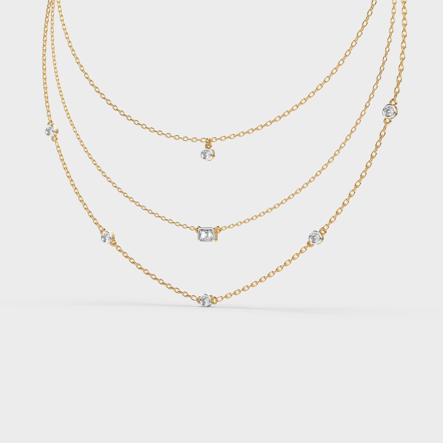 Three Layer Showcase Diamond Necklace