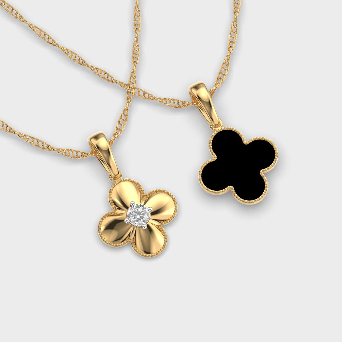 Clover Glint Charm Reversible Pendant