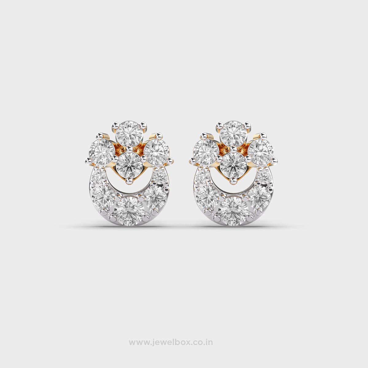 Half Floral Diamond Stud Earrings