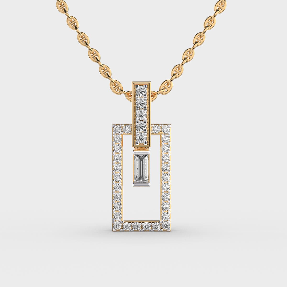 Elegant Rectangular Diamond Pendant