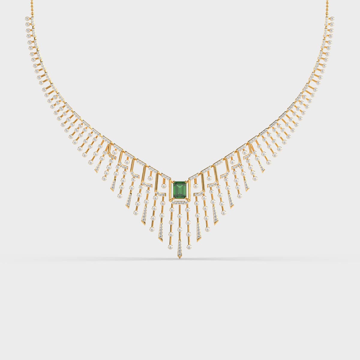 Green Regal Shimmering Diamond Necklace