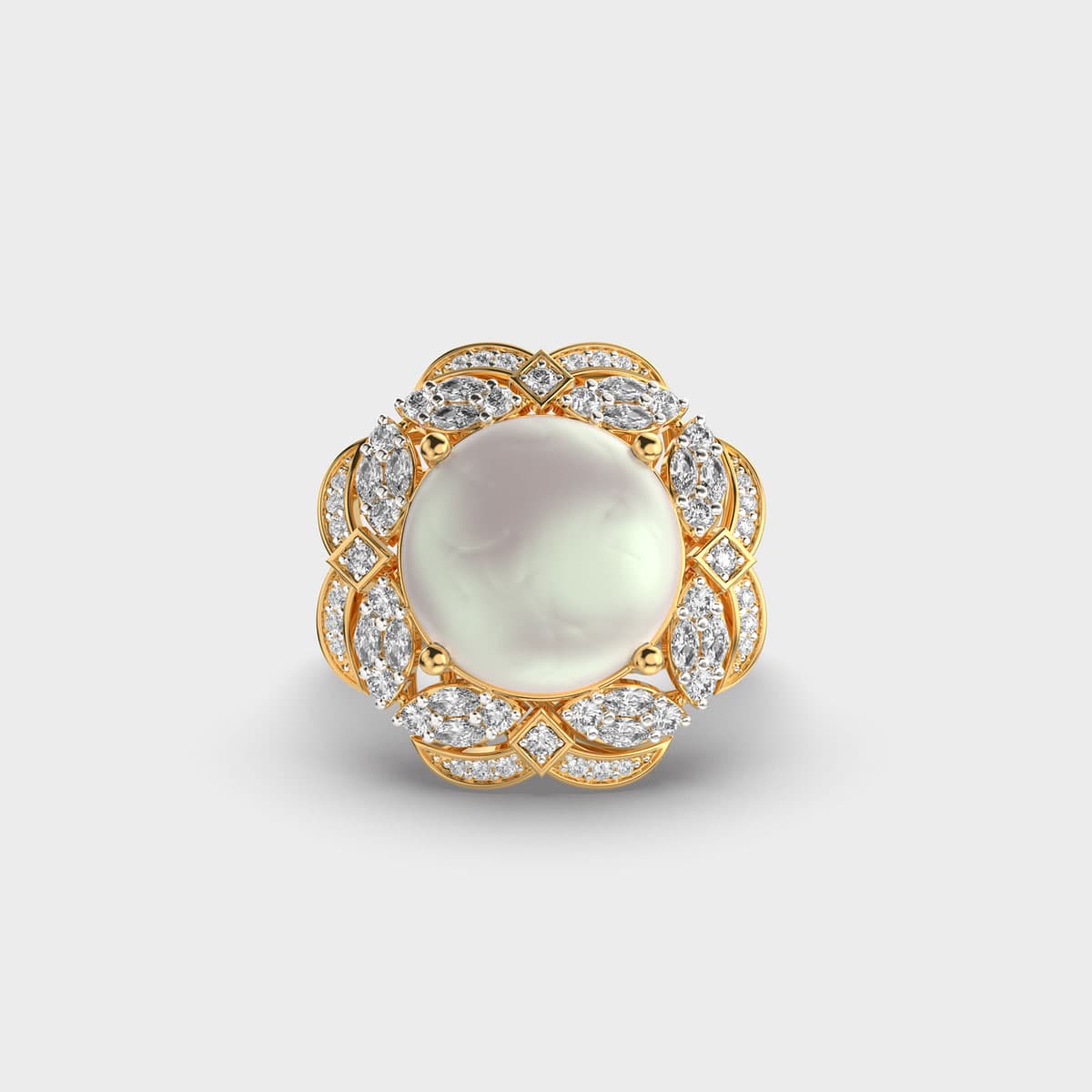 Girl with a Pearl Statement Diamond Ring