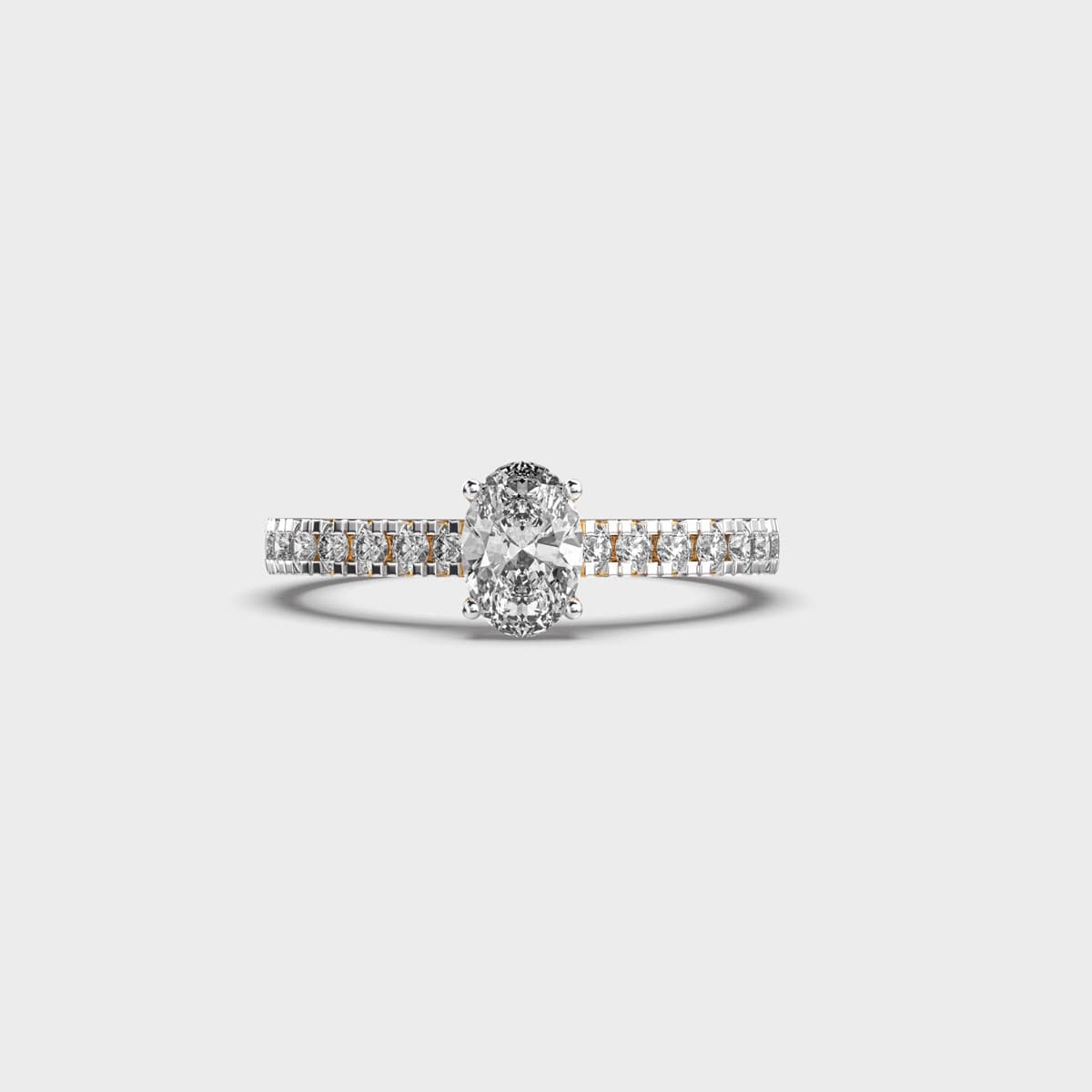 40 Cent Oval Solitaire with Diamond Band Ring