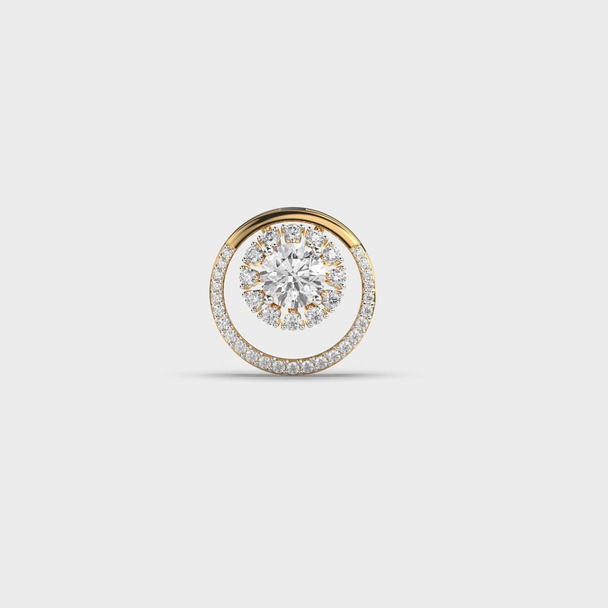 Radiant Round Solitaire Halo Pendant (Without Chain)