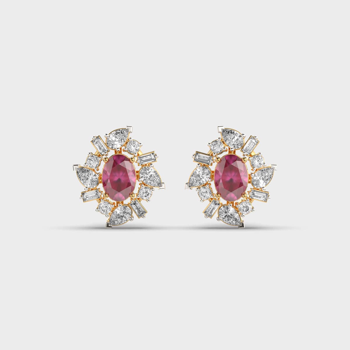 Leena Ruby Red Diamond Ear Studs