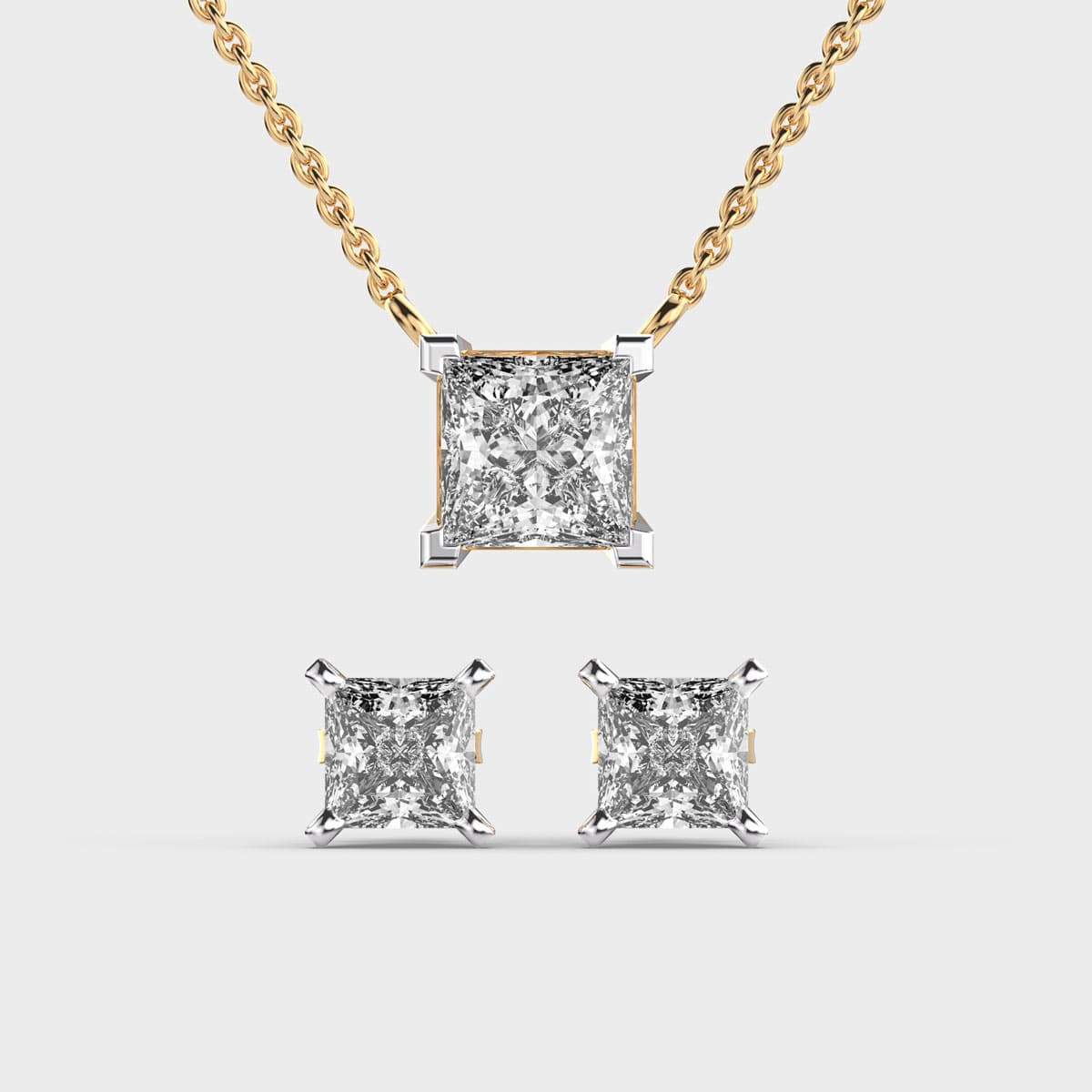 Square Diamond Pendant Set