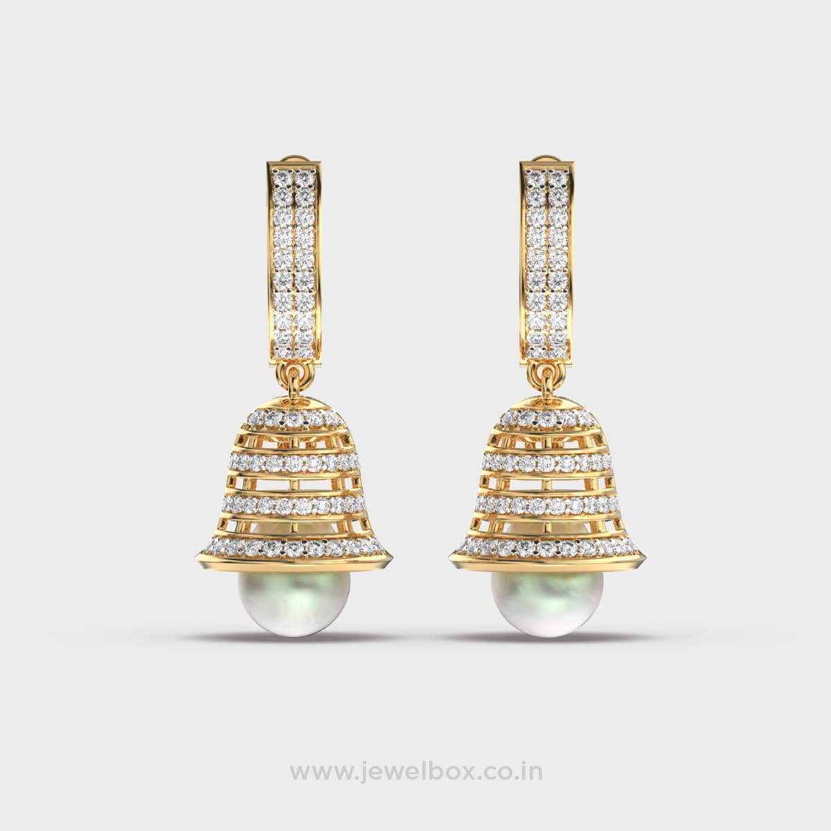 Bountiful Bell Diamond Pearl Jhumka Earrings