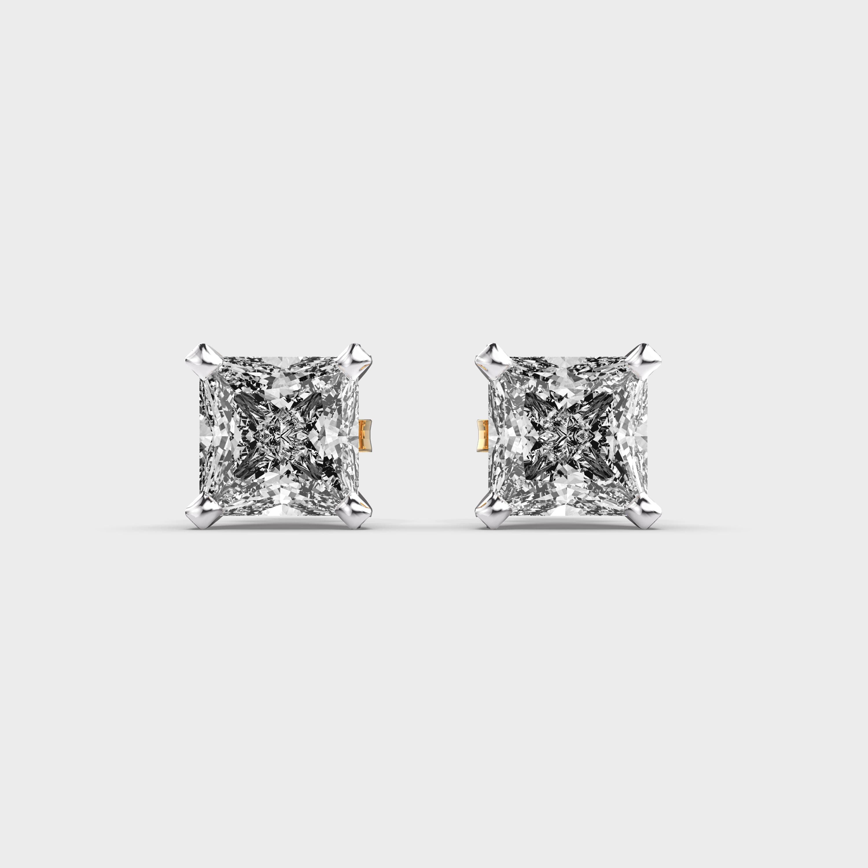 Classic English Princess Cut Diamond Studs
