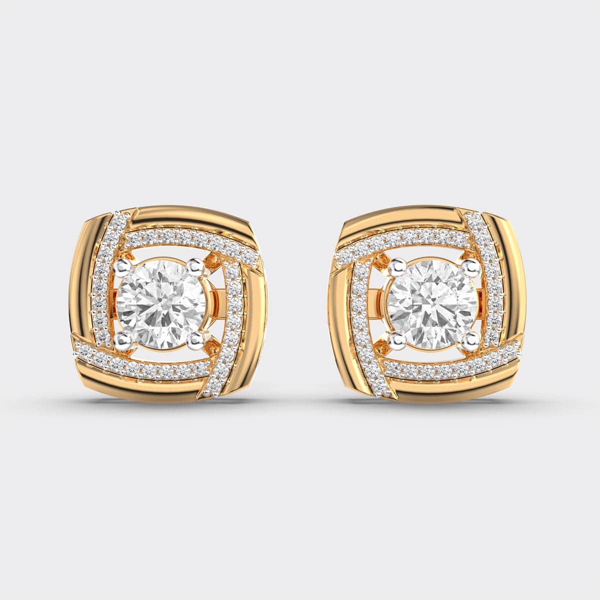 Diamond Clustered Solitaires in Square Studs