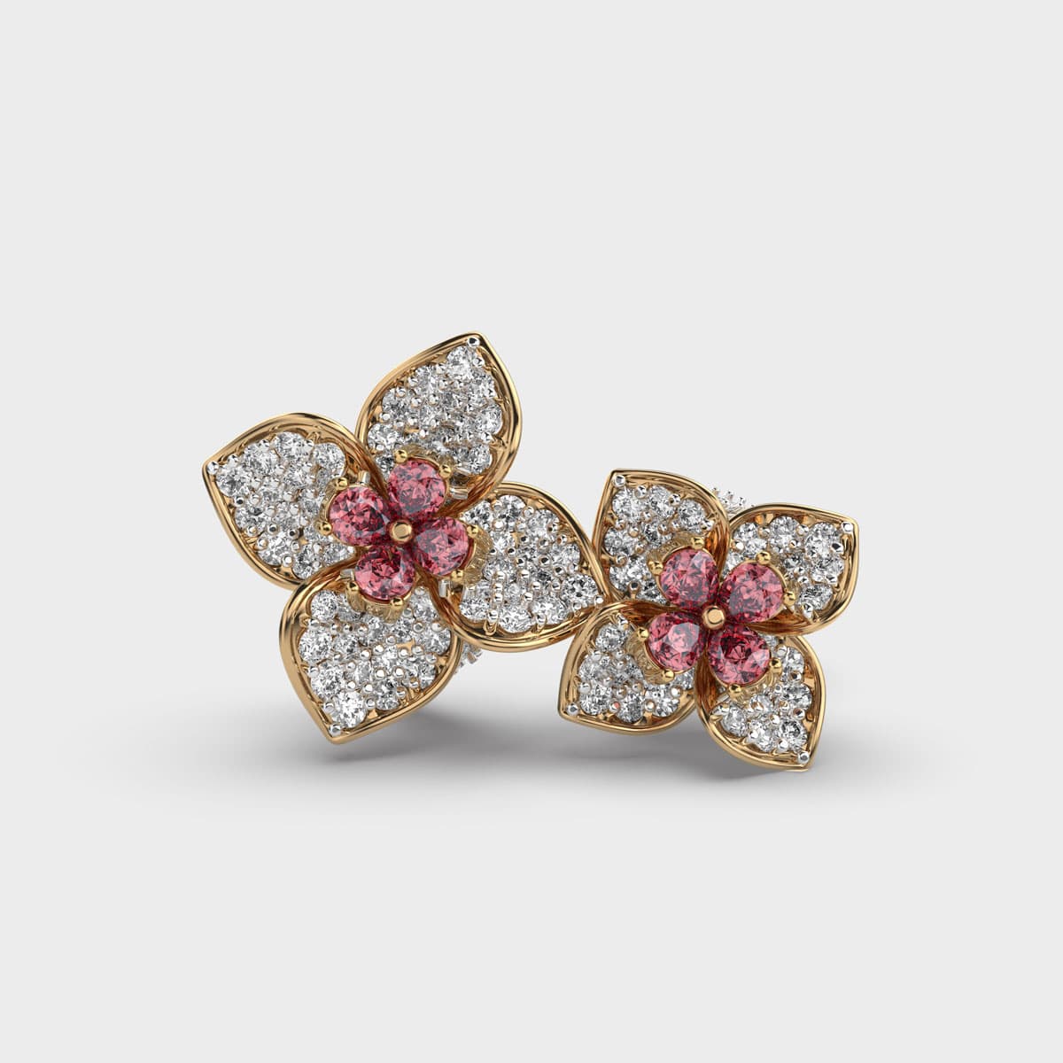 Gulmohar Flower Diamond Cocktail Ring