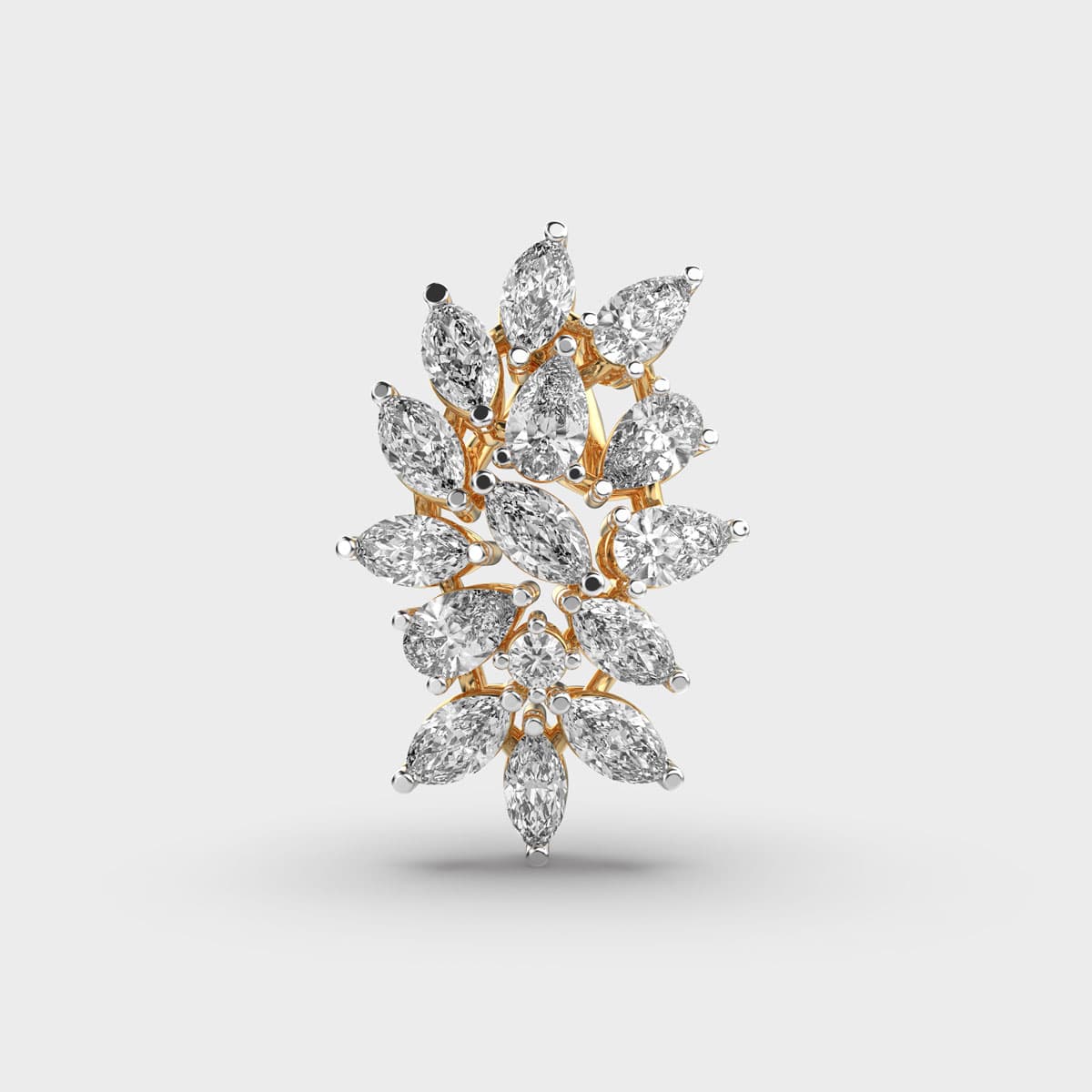 Elegant Pear and Marquise Cluster Pendant (Without Chain)