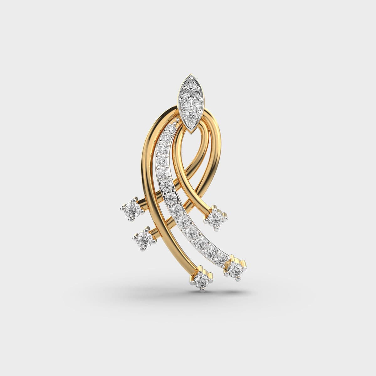 Moon Curl Swirl Diamond Pendant (Without Chain)