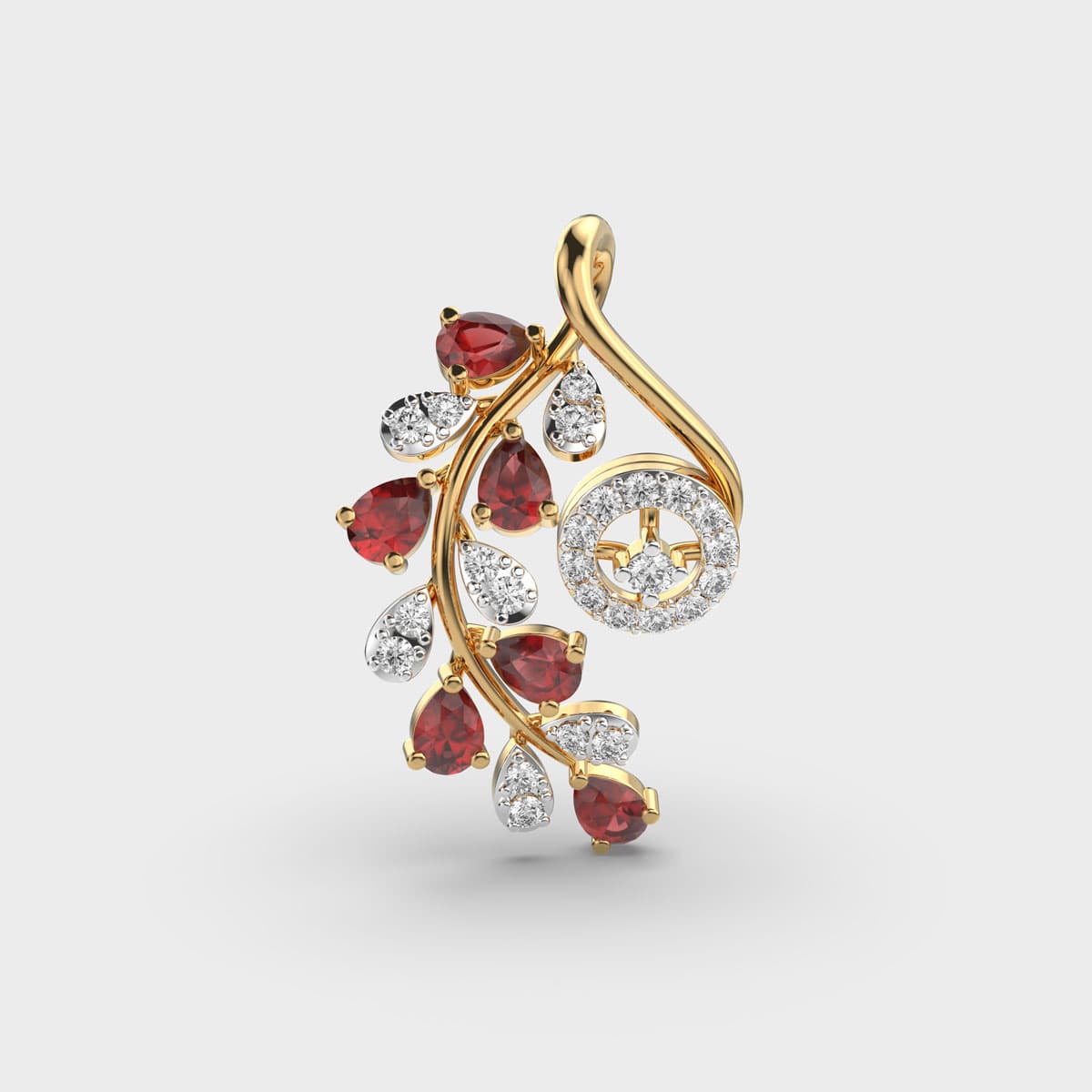 Red Stone Greta Diamond Pendant (Without Chain)
