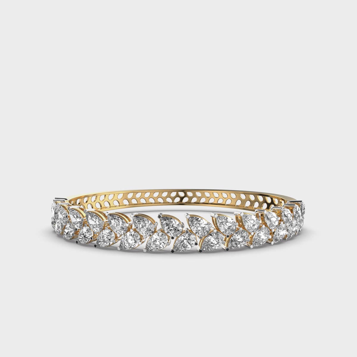 Foliage Oval Diamond Clustered Statement Bracelet