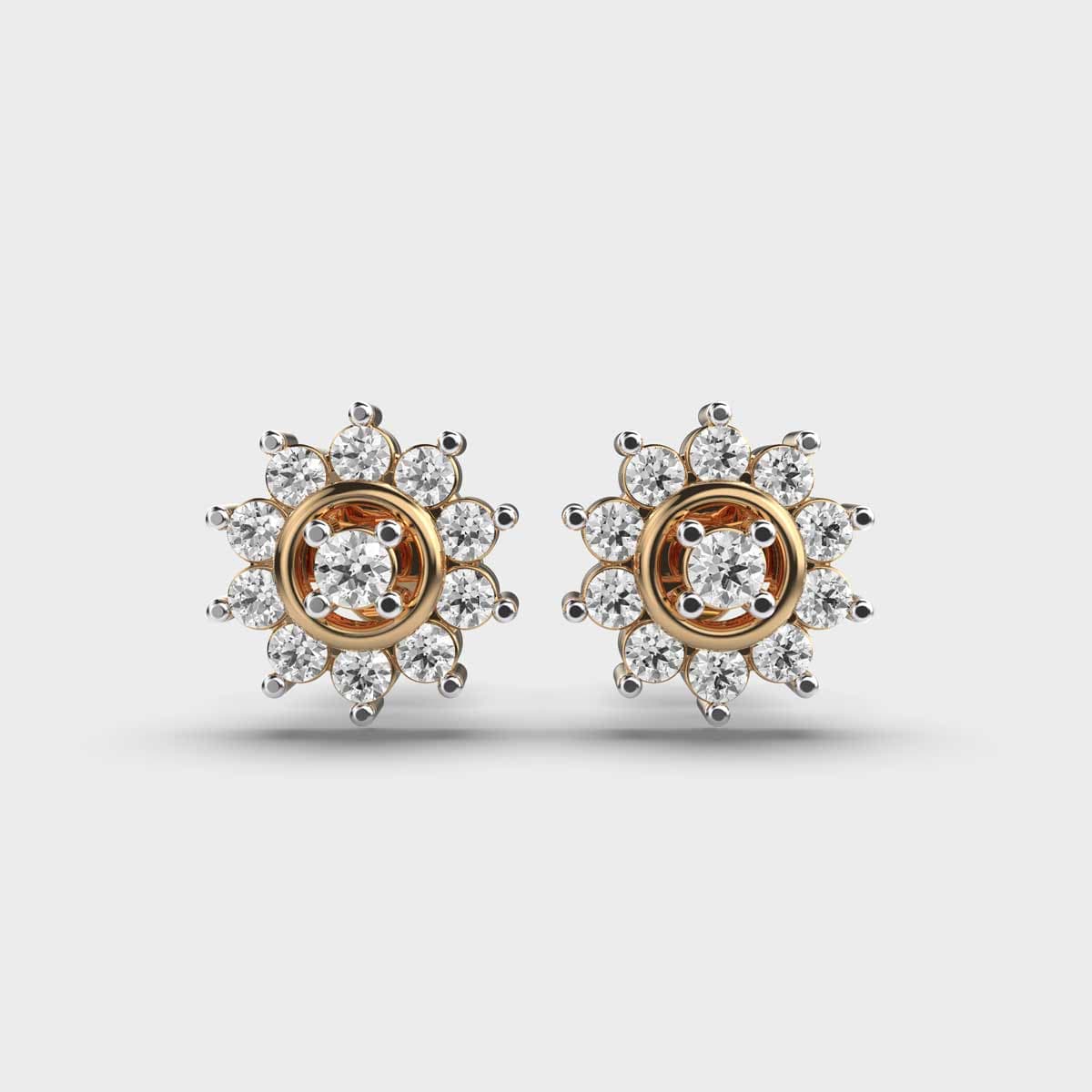 Charming Flower Diamond Stud Earrings