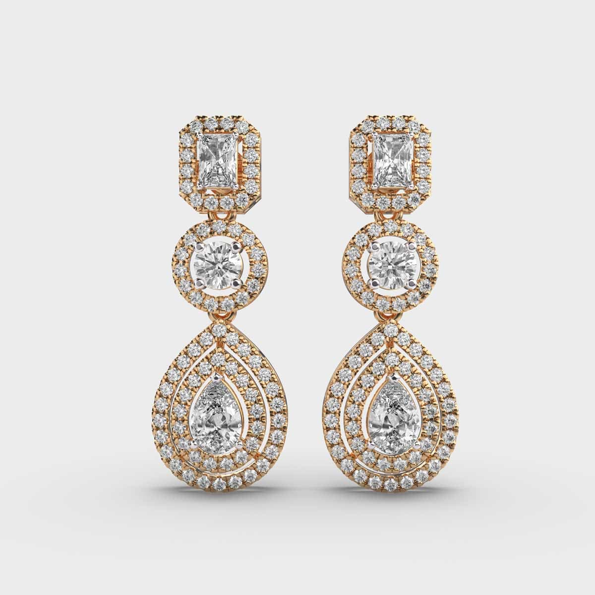 Luminous Jewel Drop Diamond Dangler Earrings