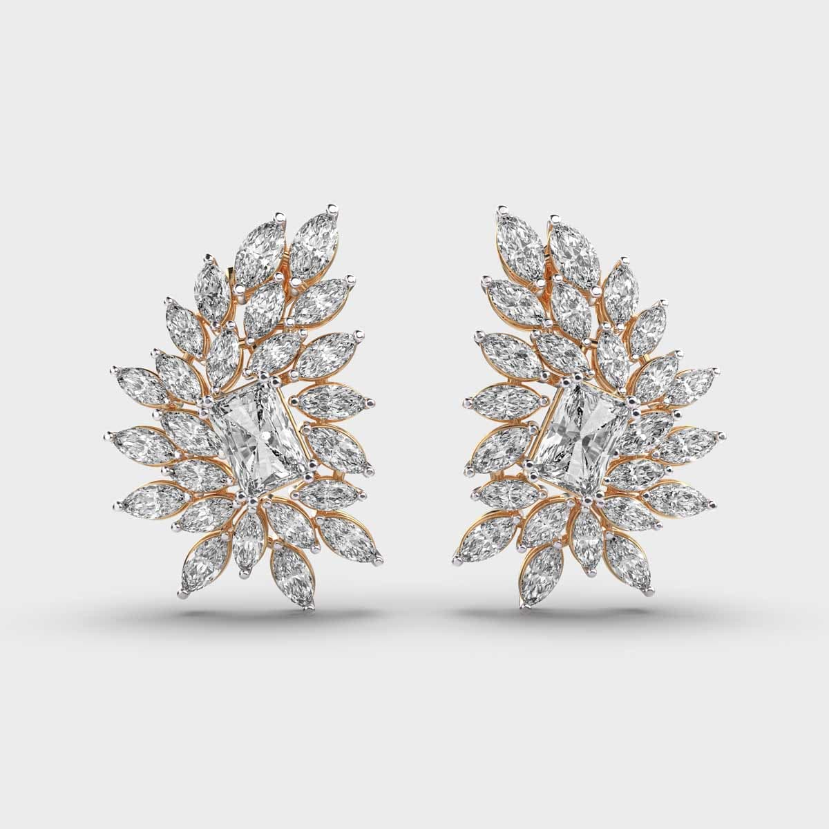 Regal Emerald Cut and Marquise Stud Earrings
