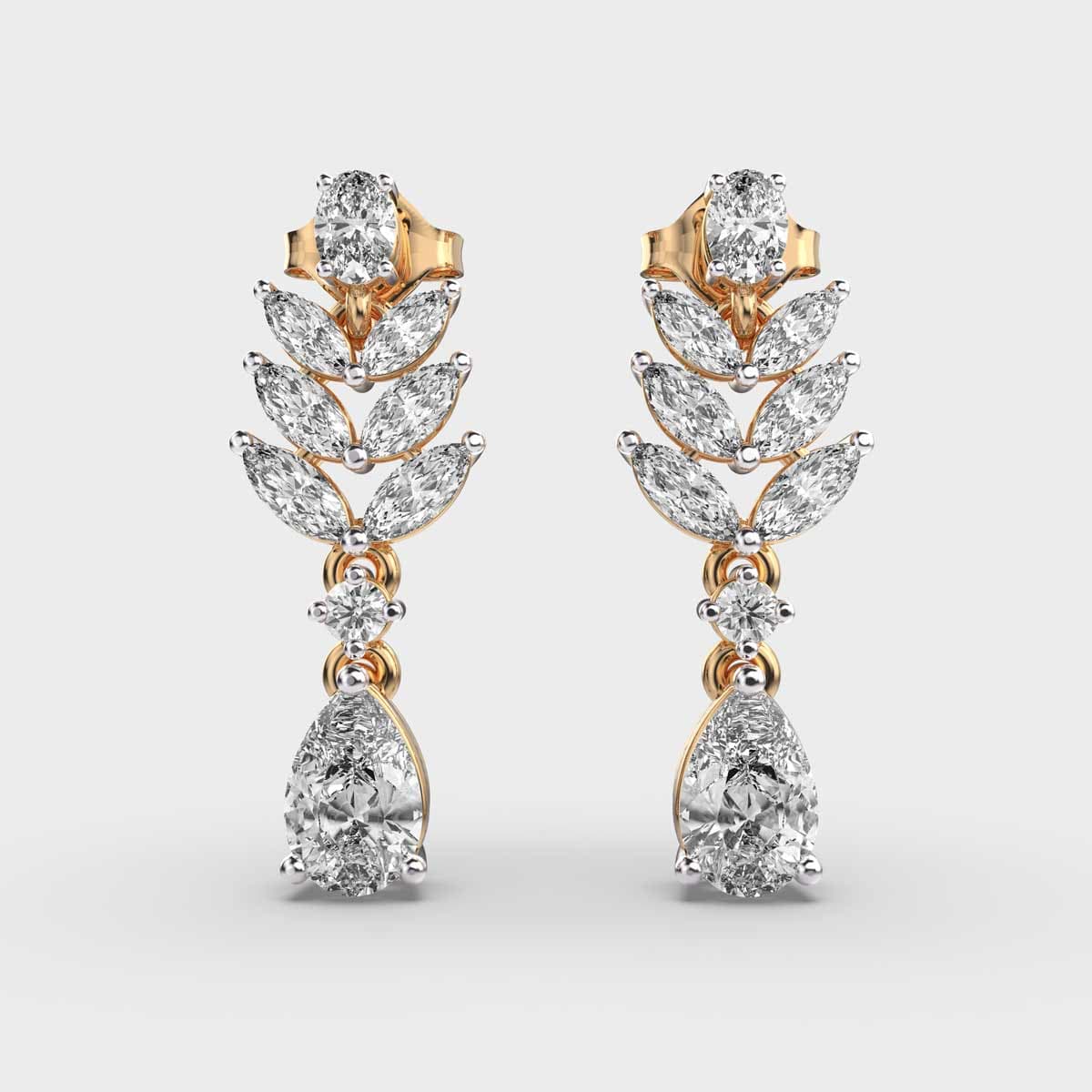 Cascading Leaves Diamond Dangler Earrings