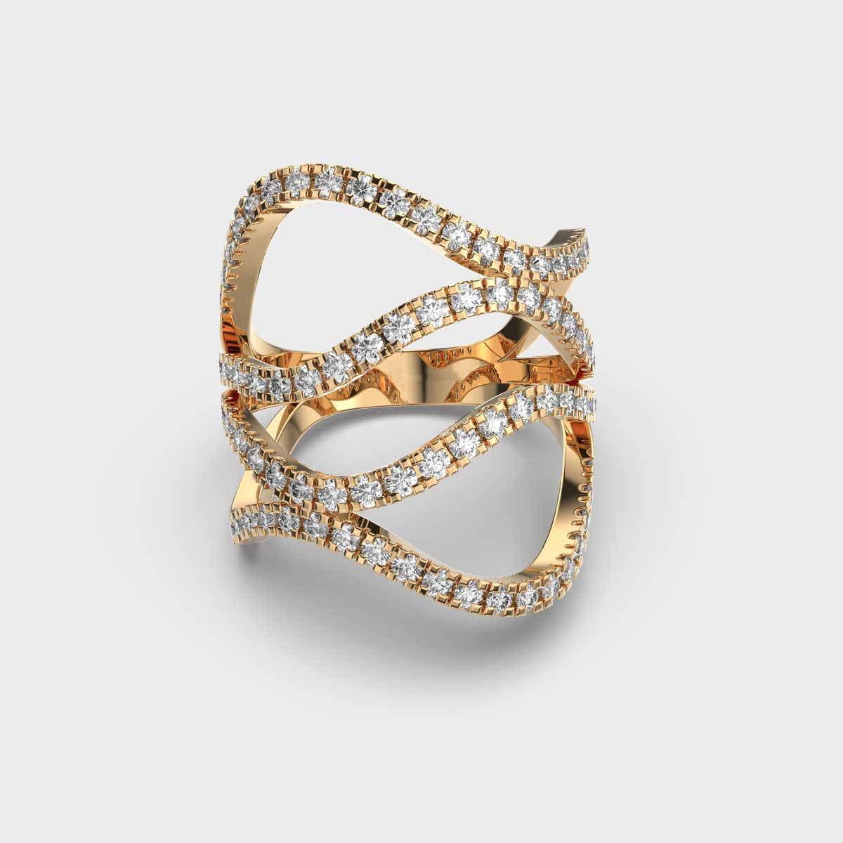 Swirling Lines Cocktail Diamond Ring