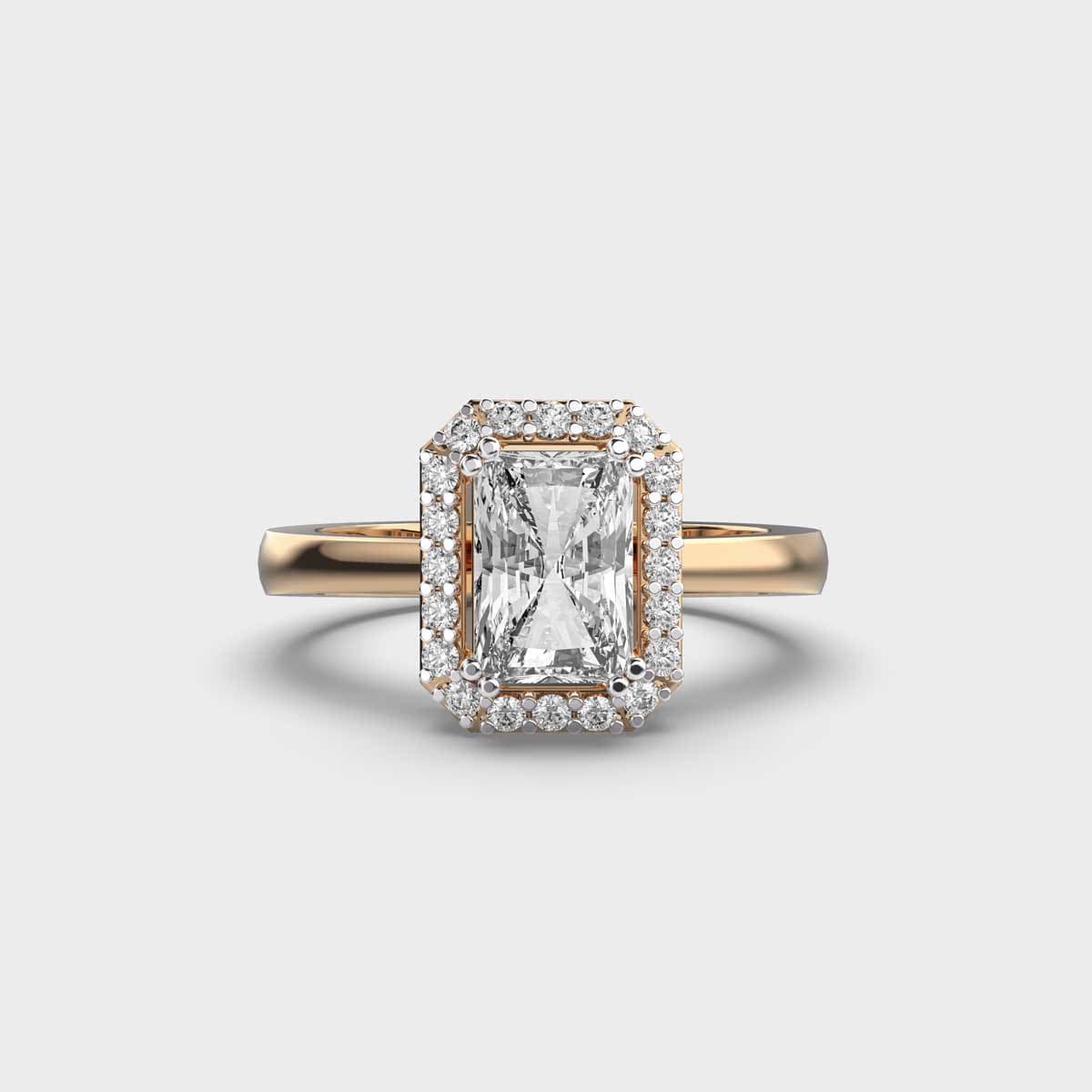 Radiant Solitaire Diamond with Halo Ring