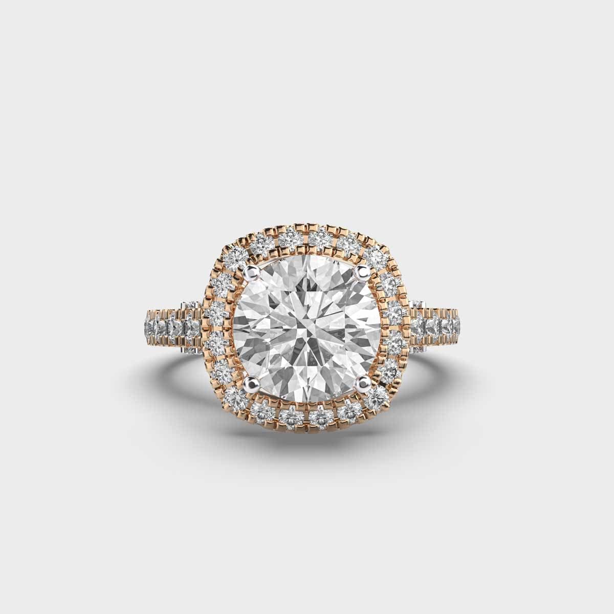 Solitaire With Edge Diamond Halo Ring