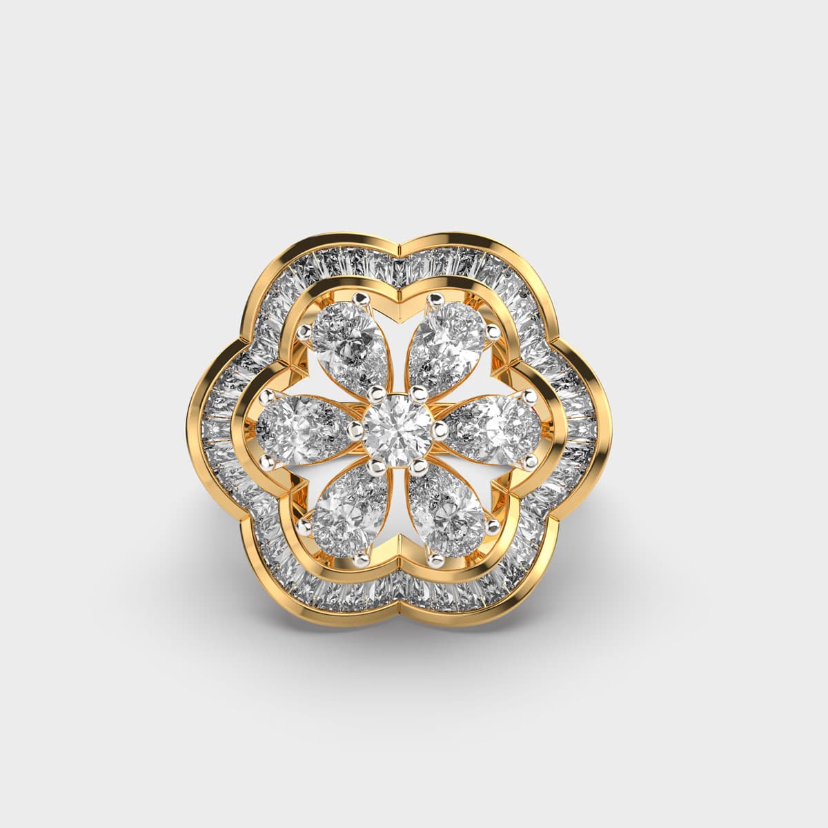 WoodLush Peak Flower Diamond Ring