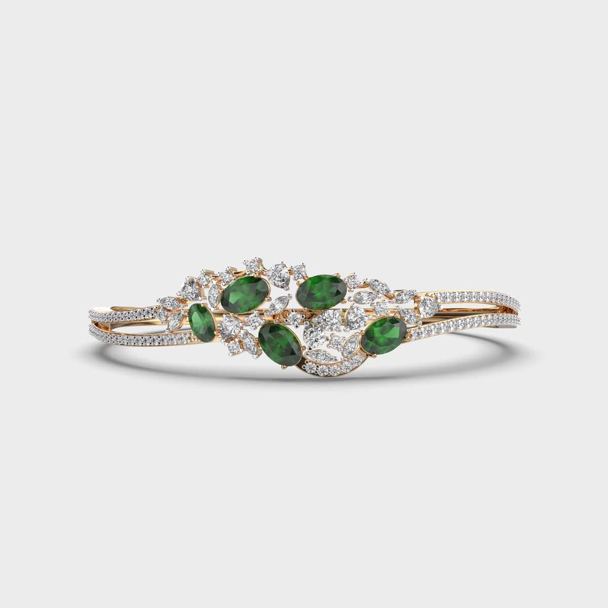 Verdant Green Gem Diamond Encrusted Bangle