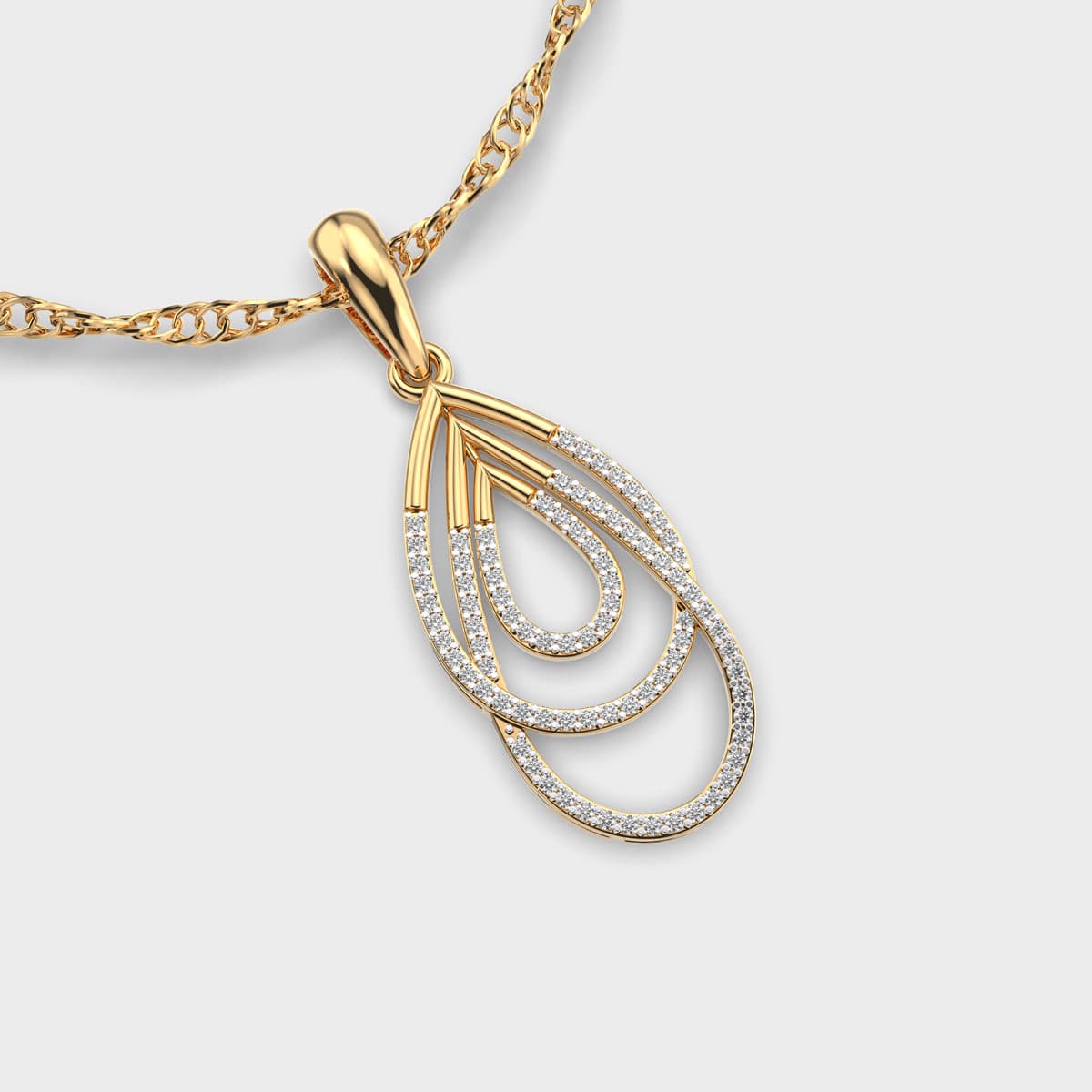 Dewfall Double Petal Diamond Pendant (Without Chain)