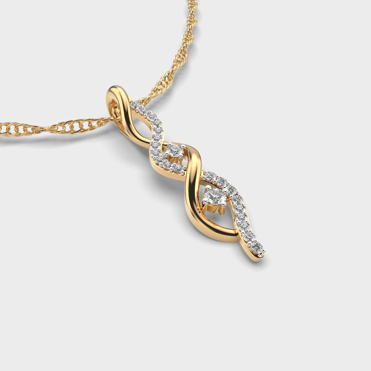 Lunacurve Twist Diamond-Encrusted Pendant Without Chain