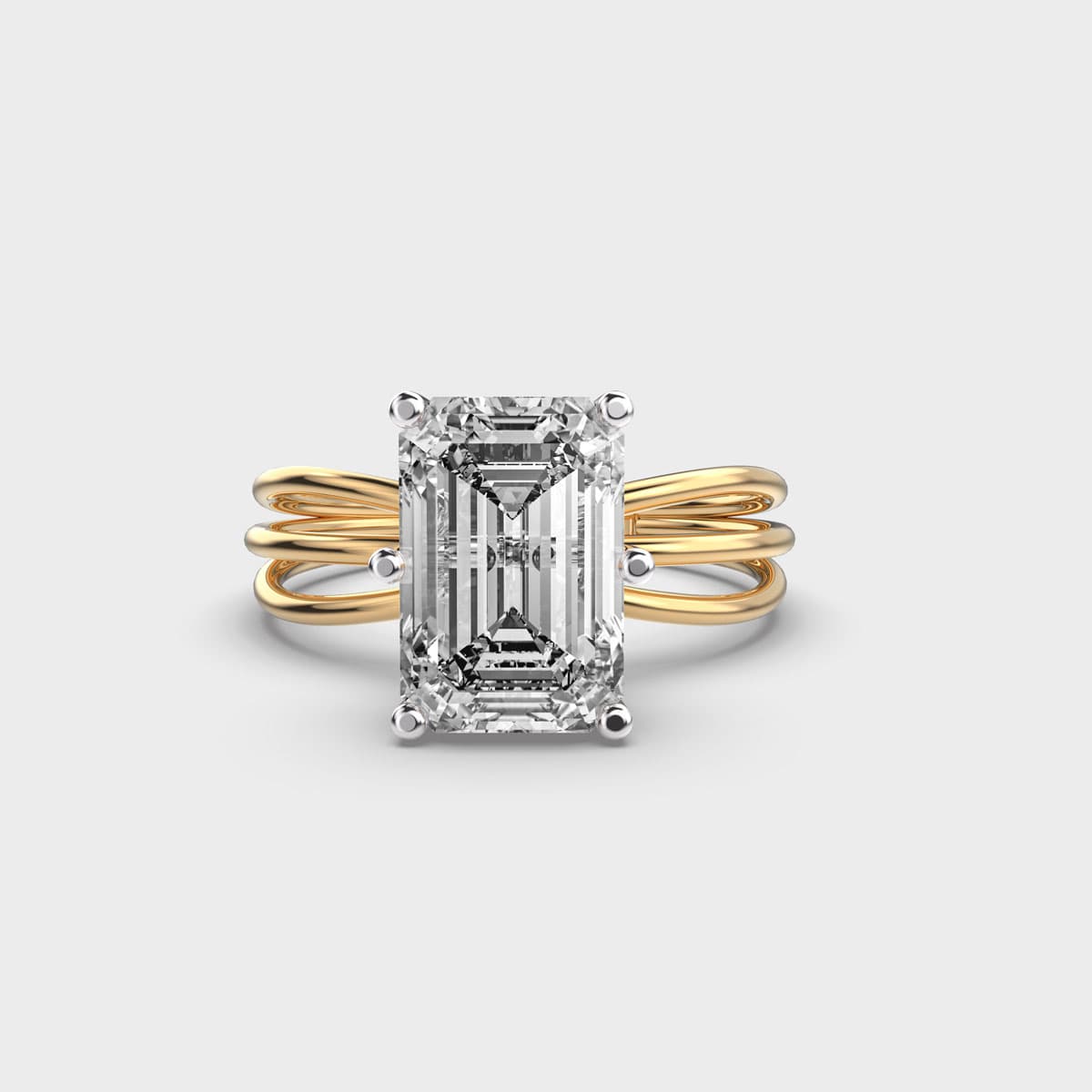 Emerald Diamond In Mesh Ring