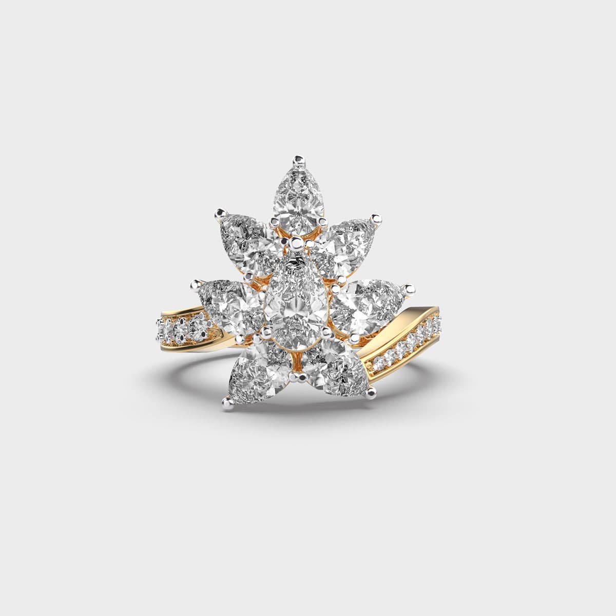 Miracle of Flowers Pear Diamond Solitaire Ring