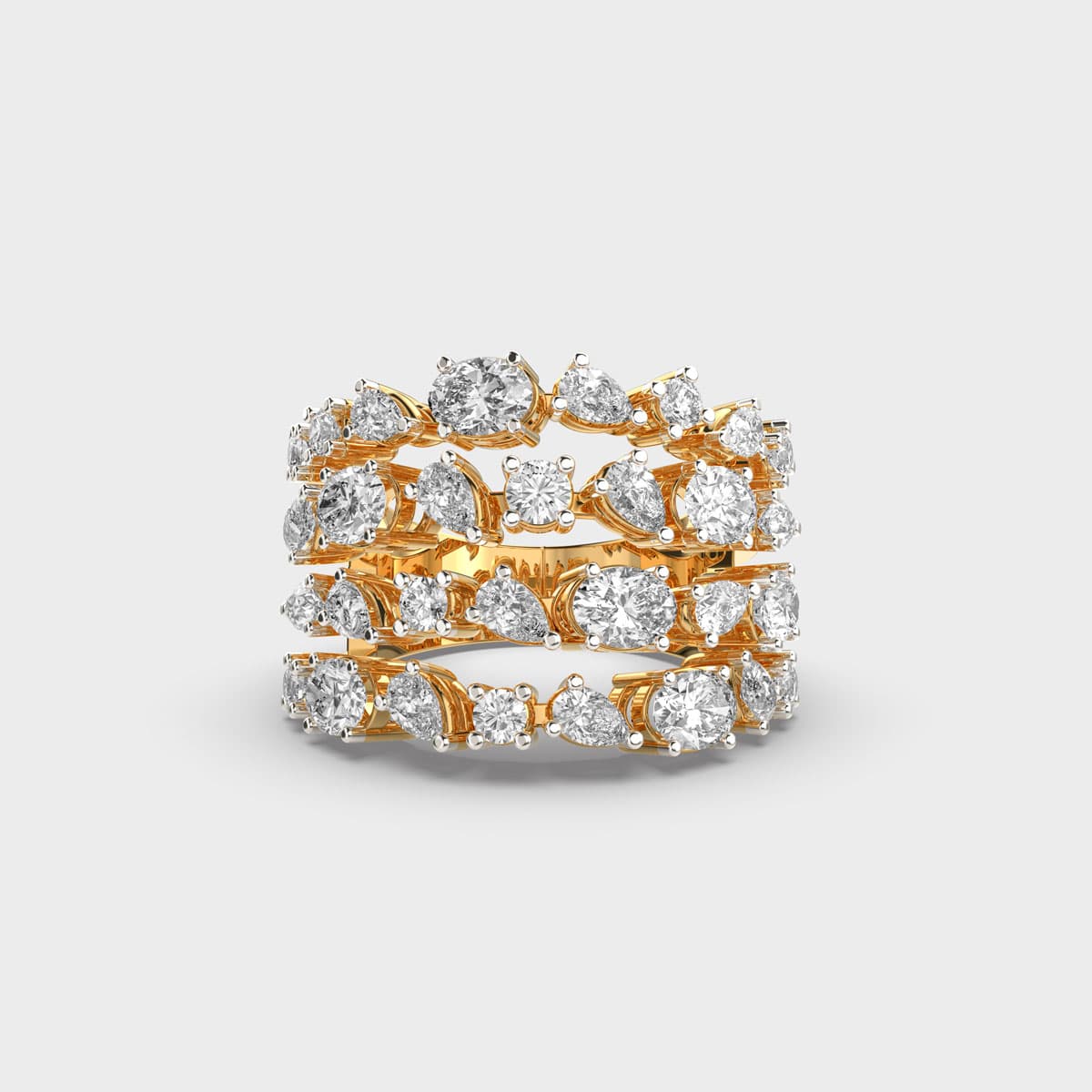 Chunky Embellished Diamond Cocktail Ring