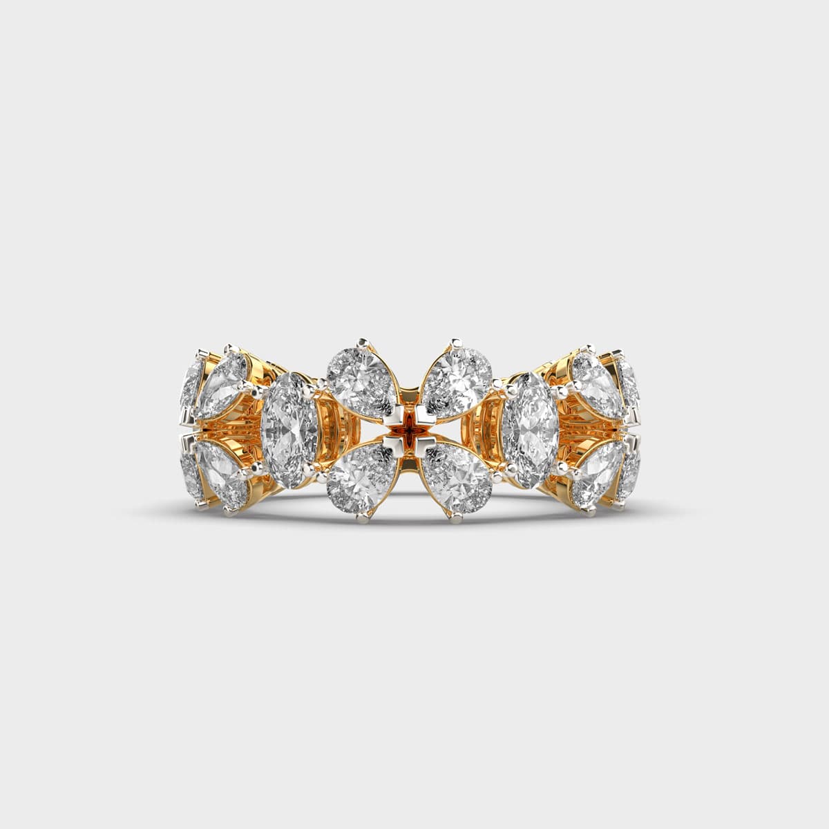 Stitched Floral Braid Diamond Ring