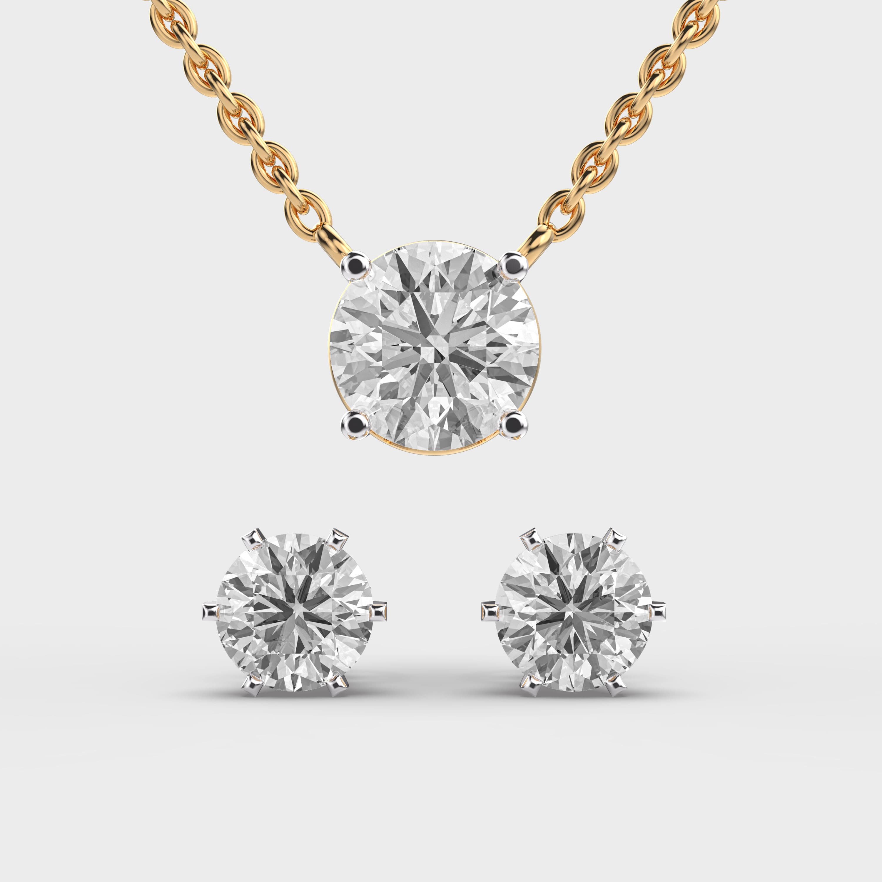 Classic Diamond Pendant and Stud Set