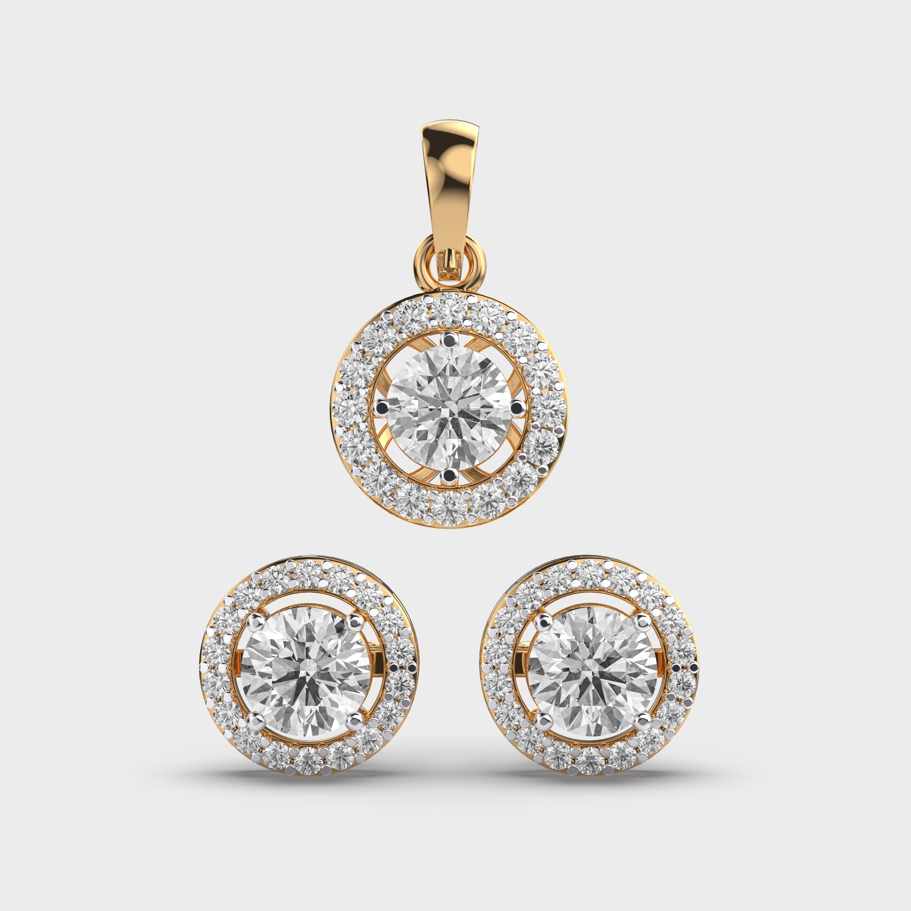 Elegant Halo Pendant and Earring Set