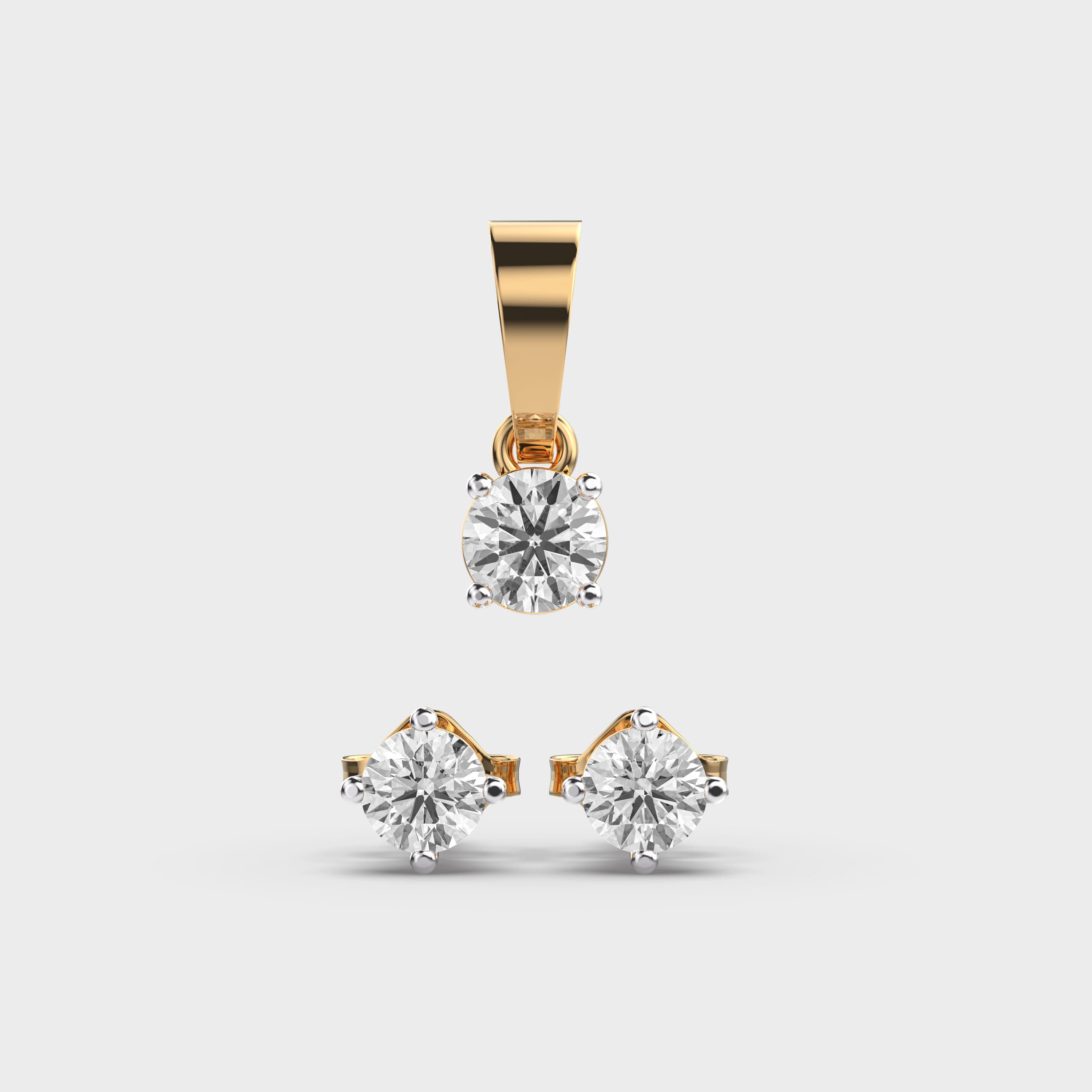 Diamond Solitaire Pendant Set