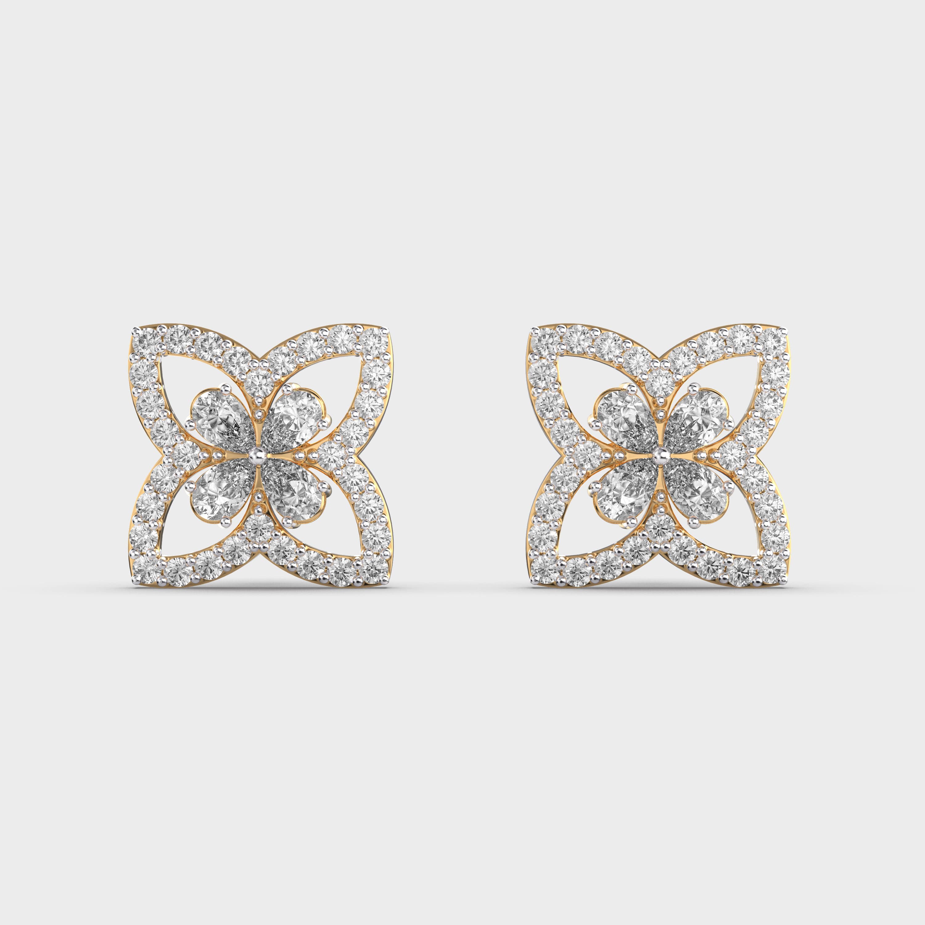 Floral Diamond Stud Earrings