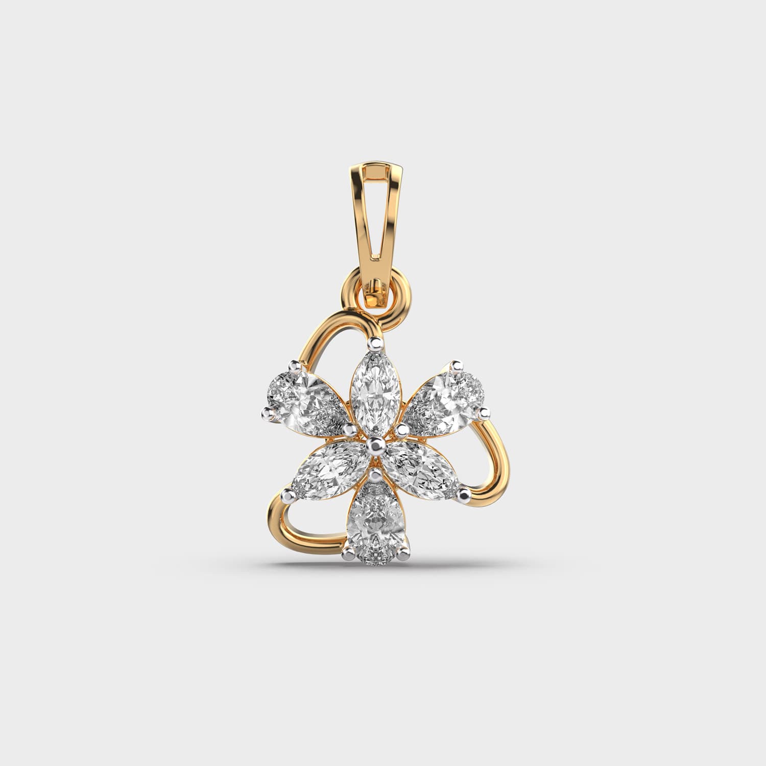 Floral Pear Diamond Pendant