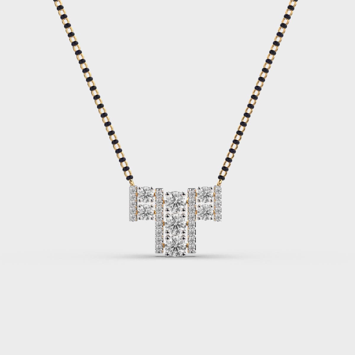 T Shaped Mangalsutra Diamond Pendant (With Chain)