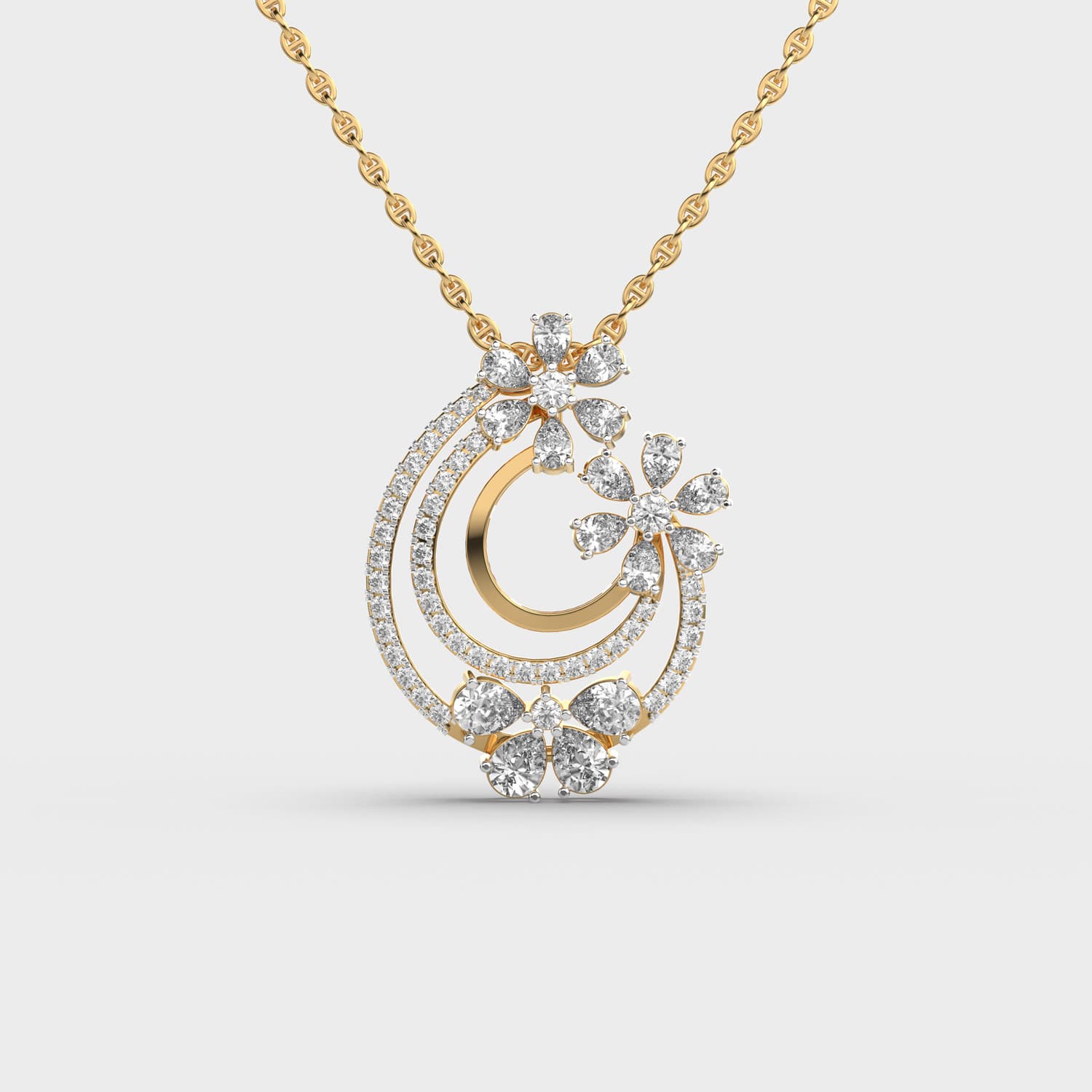 Elegant Floral Diamond Pendant