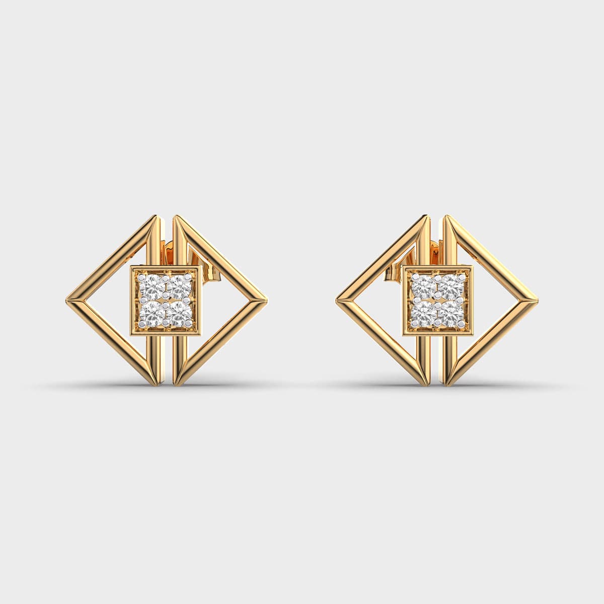 Sideways Triangle Circle Diamond Studs