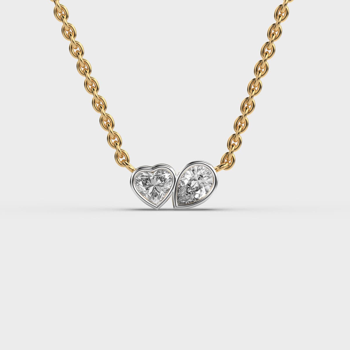 Heart and Pear Diamonds Pendant (With Chain)
