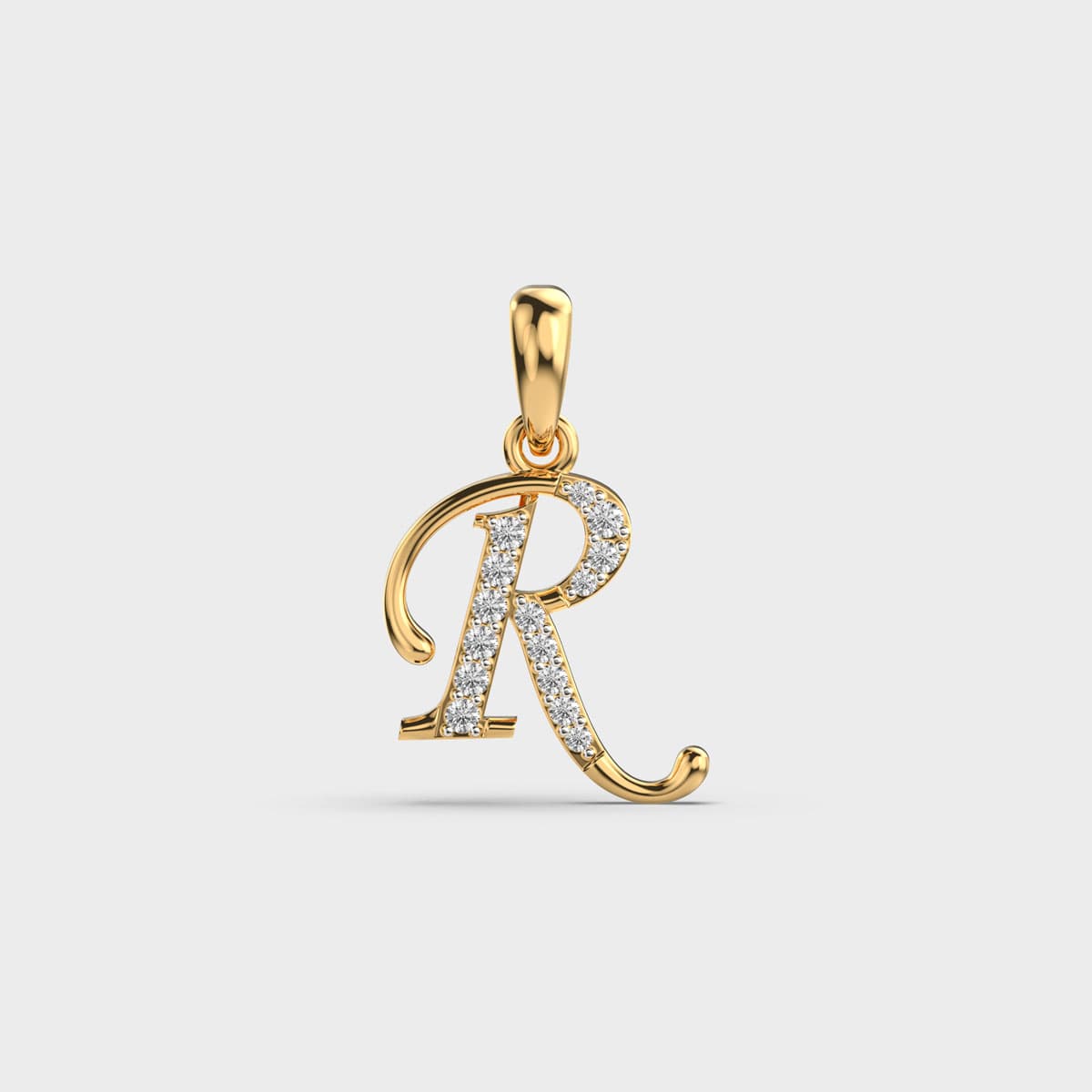 Radiant R Name Diamond Pendant