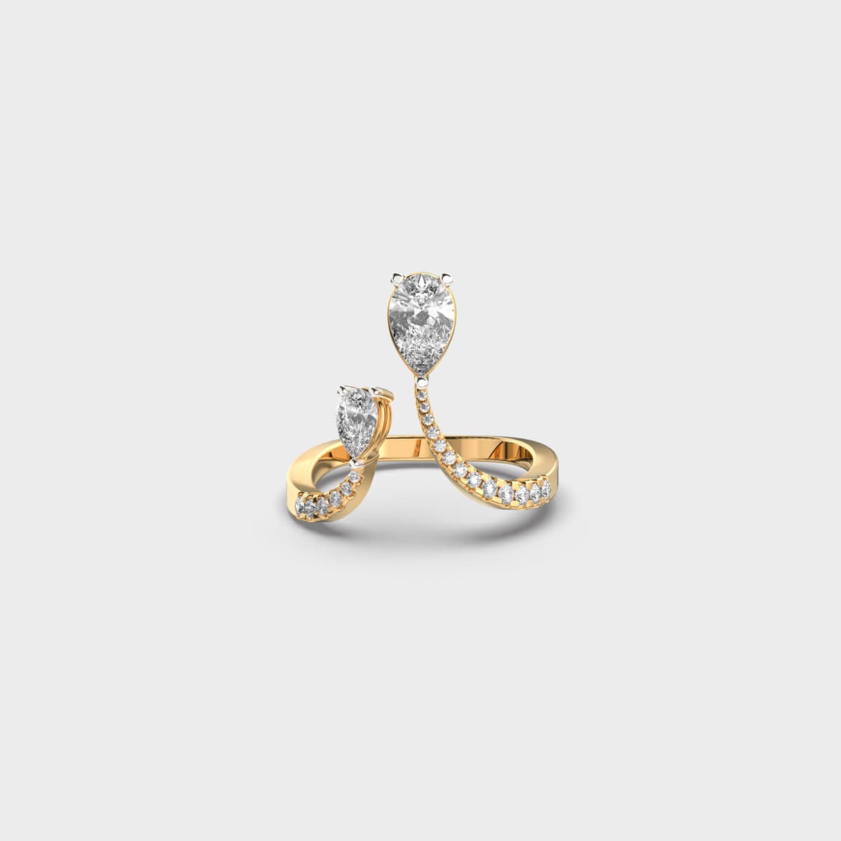 Duo Pear Solitaire Diamond Drop Ring