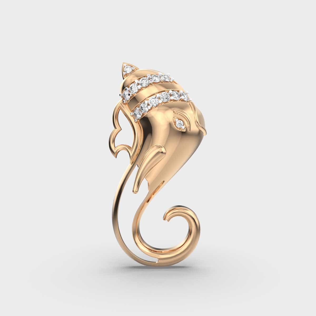 Glorious Ganesha Diamond Pendant (Without Chain)
