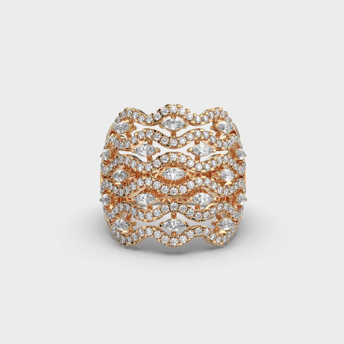 Bedazzling Waves Diamond Cocktail Ring